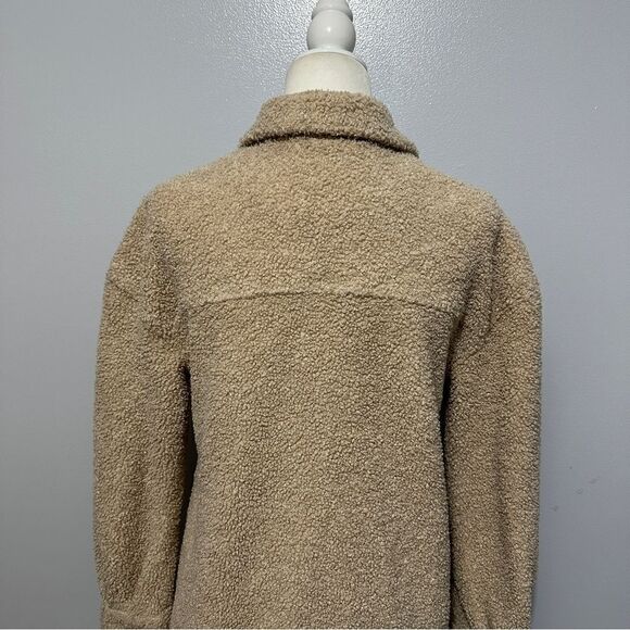Bagatelle Women’s Faux Sherpa Teddy Shacket Front Pockets Tan Size XS - Picture 5 of 8